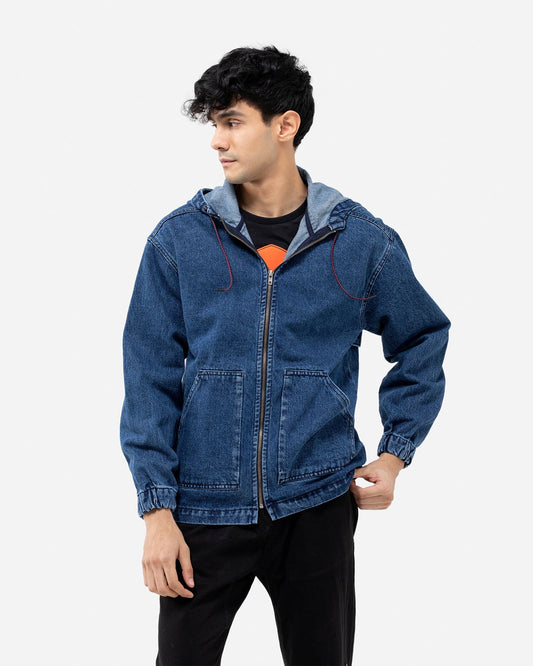 Zipper Denim Hoodie