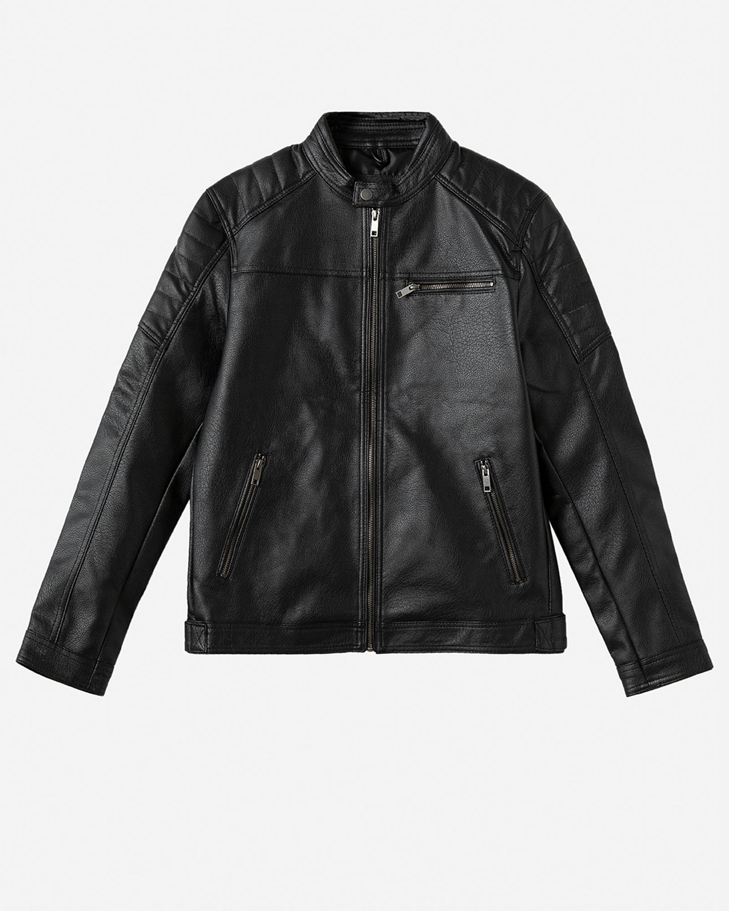 Textured Biker with Band Collar