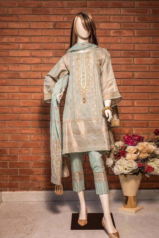 FEROZA (UM-194-04-A) WITH EMBROIDERED NECK LINE BUNCH - Saya