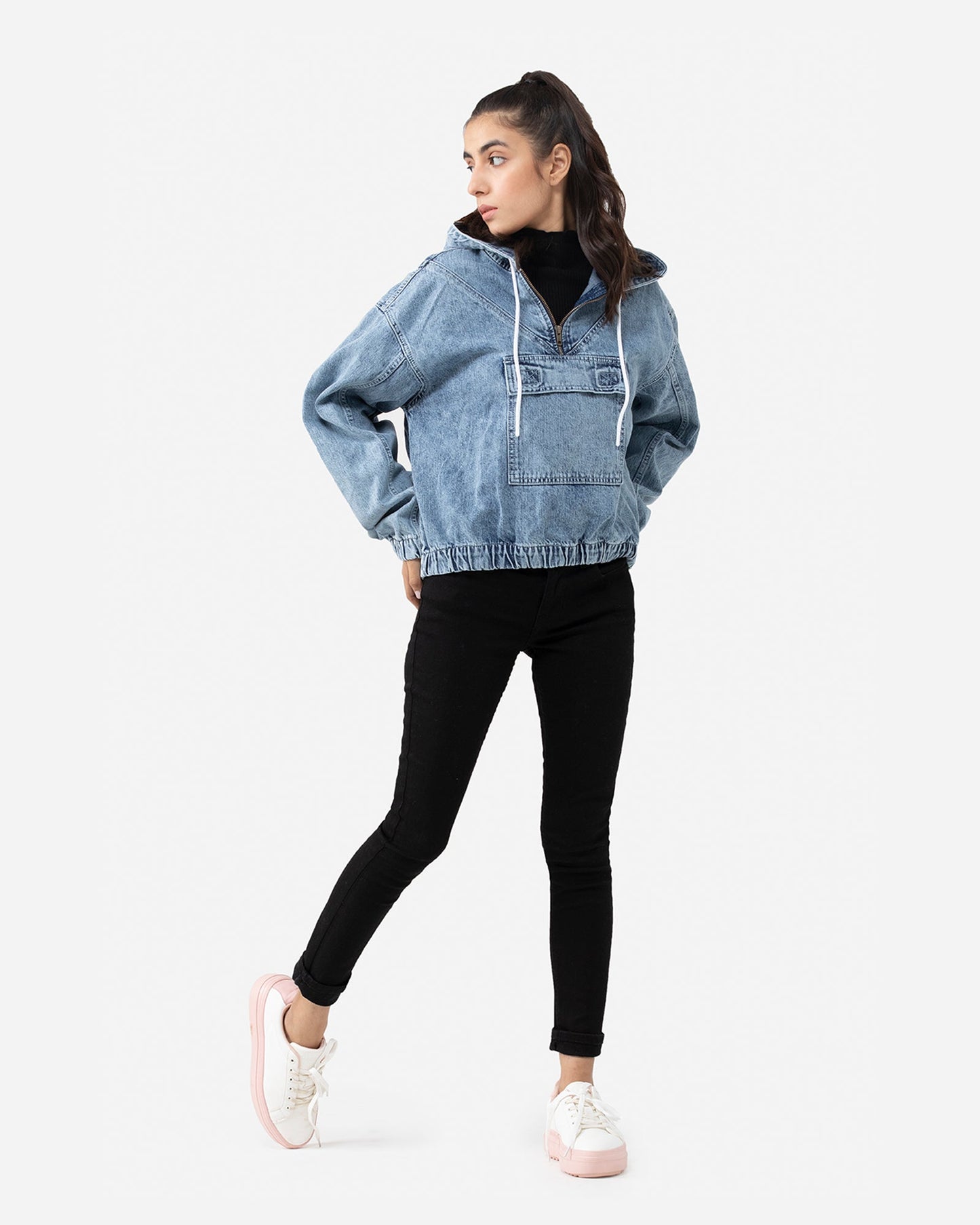 Denim Pouch Pocket Pullover