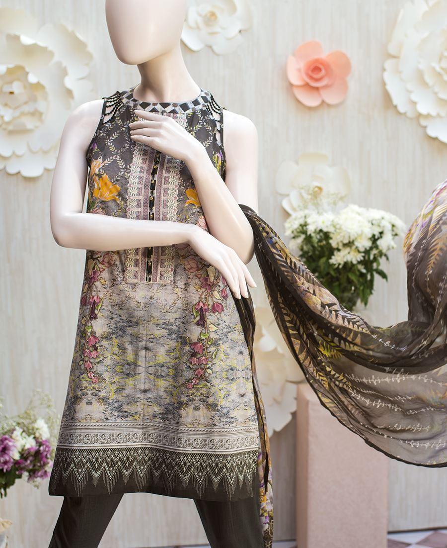 ASHEN VERDURE (UG-1924-SS18-10A) (SHIRT/DUPATTA) - Saya