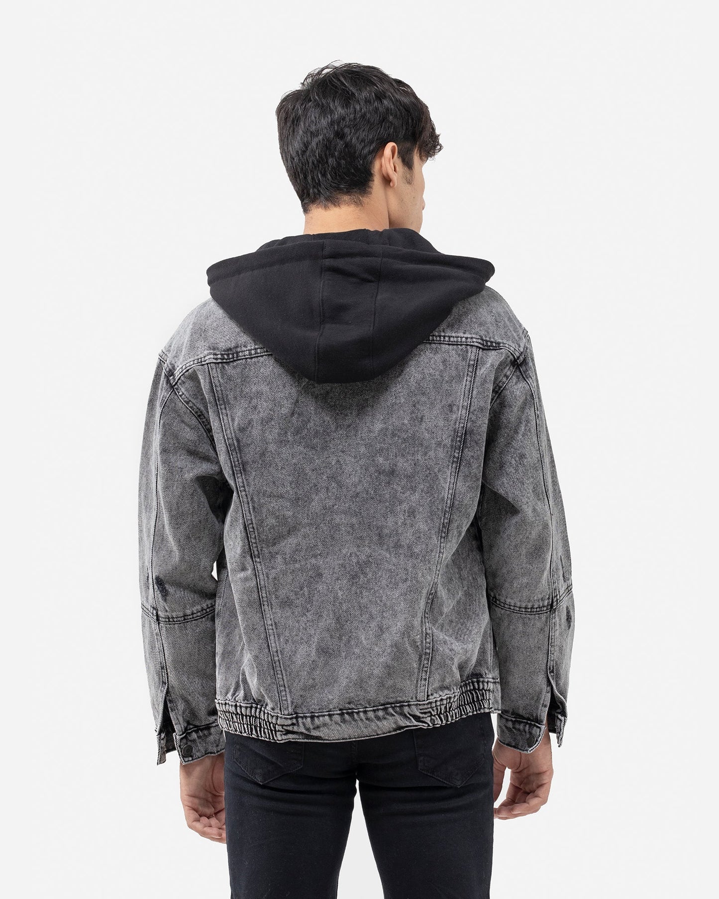 Denim Trucker with Jersey Hood