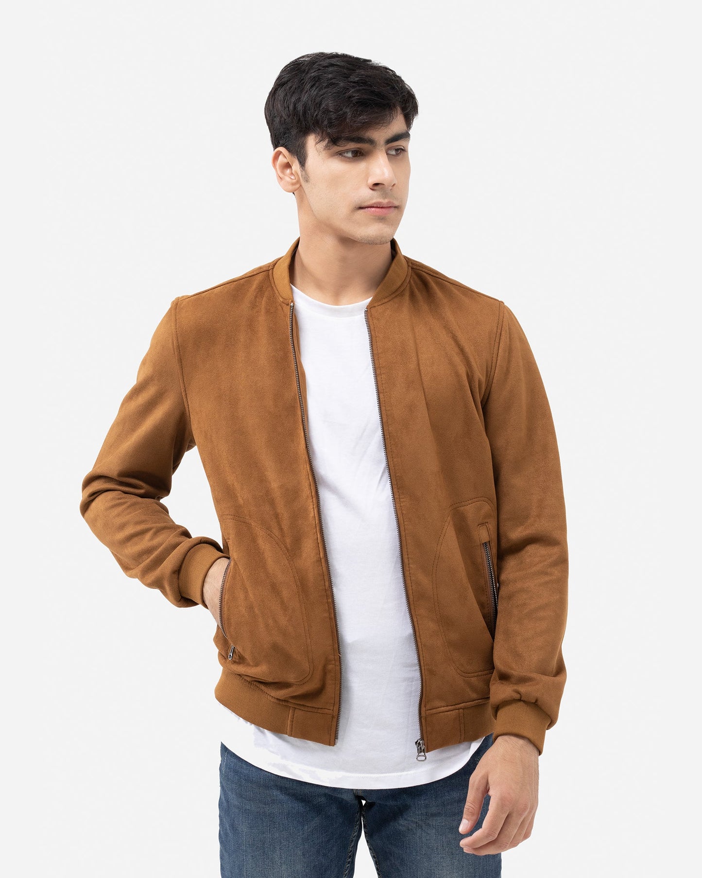 Faux Suede Varsity