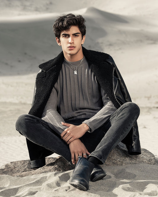 Leather Biker with Fur Lapel