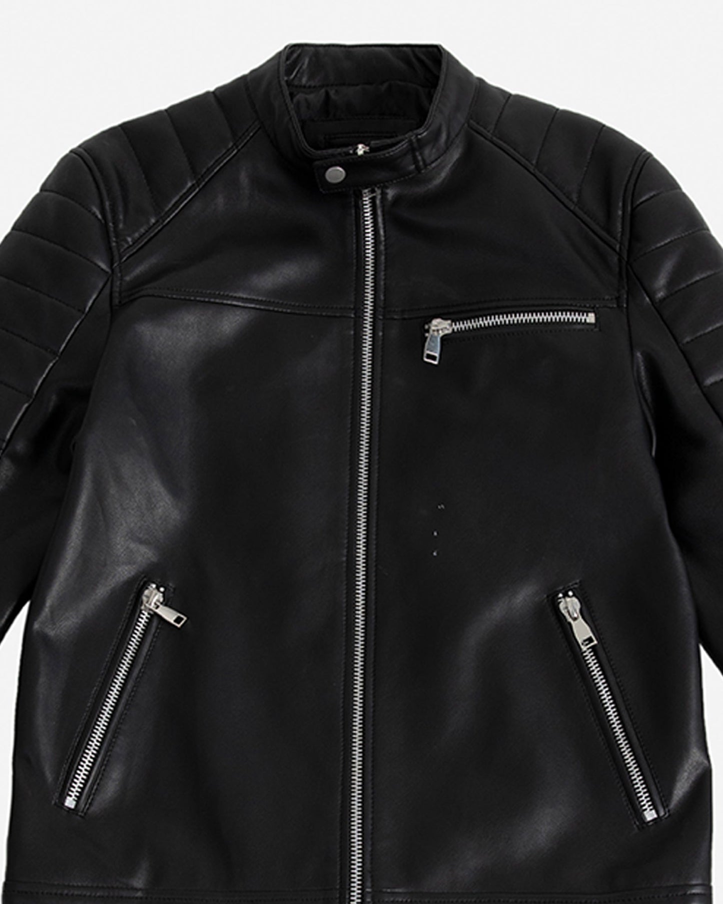 Band Collar Biker with Shoulder Detail