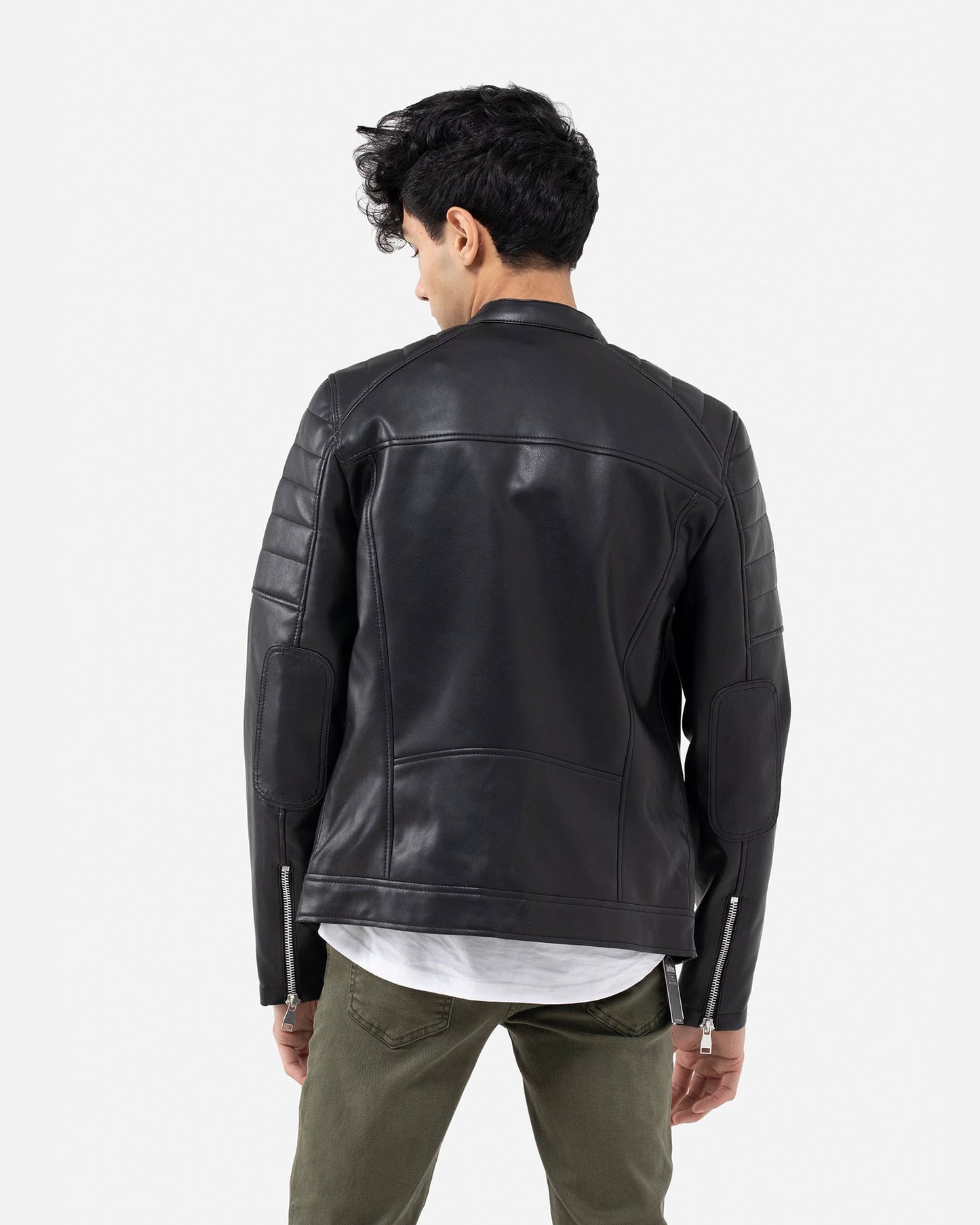 Band Collar Biker with Shoulder Detail