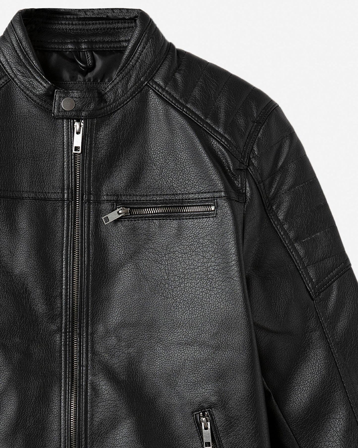 Textured Biker with Band Collar