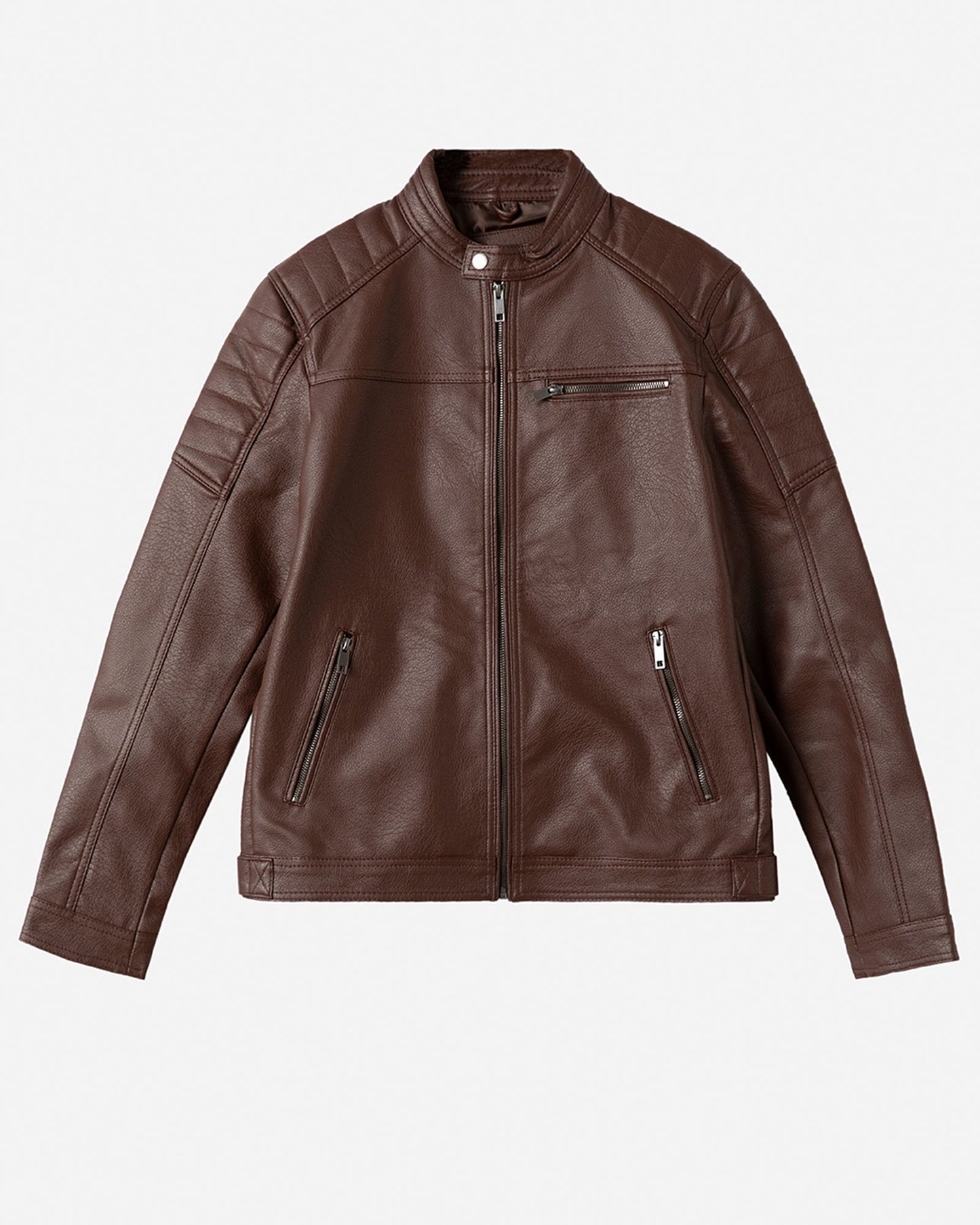 Textured Biker with Band Collar