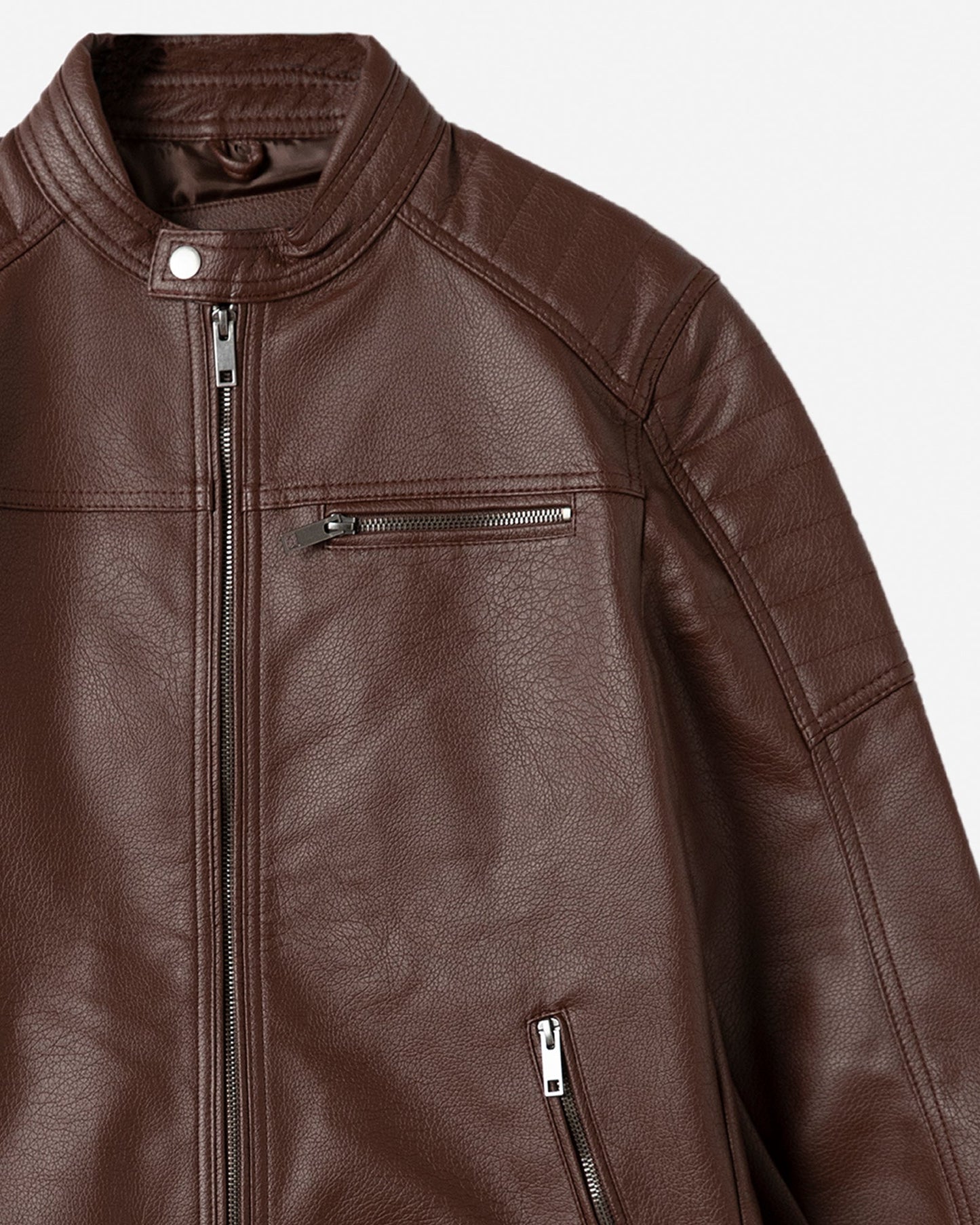 Textured Biker with Band Collar