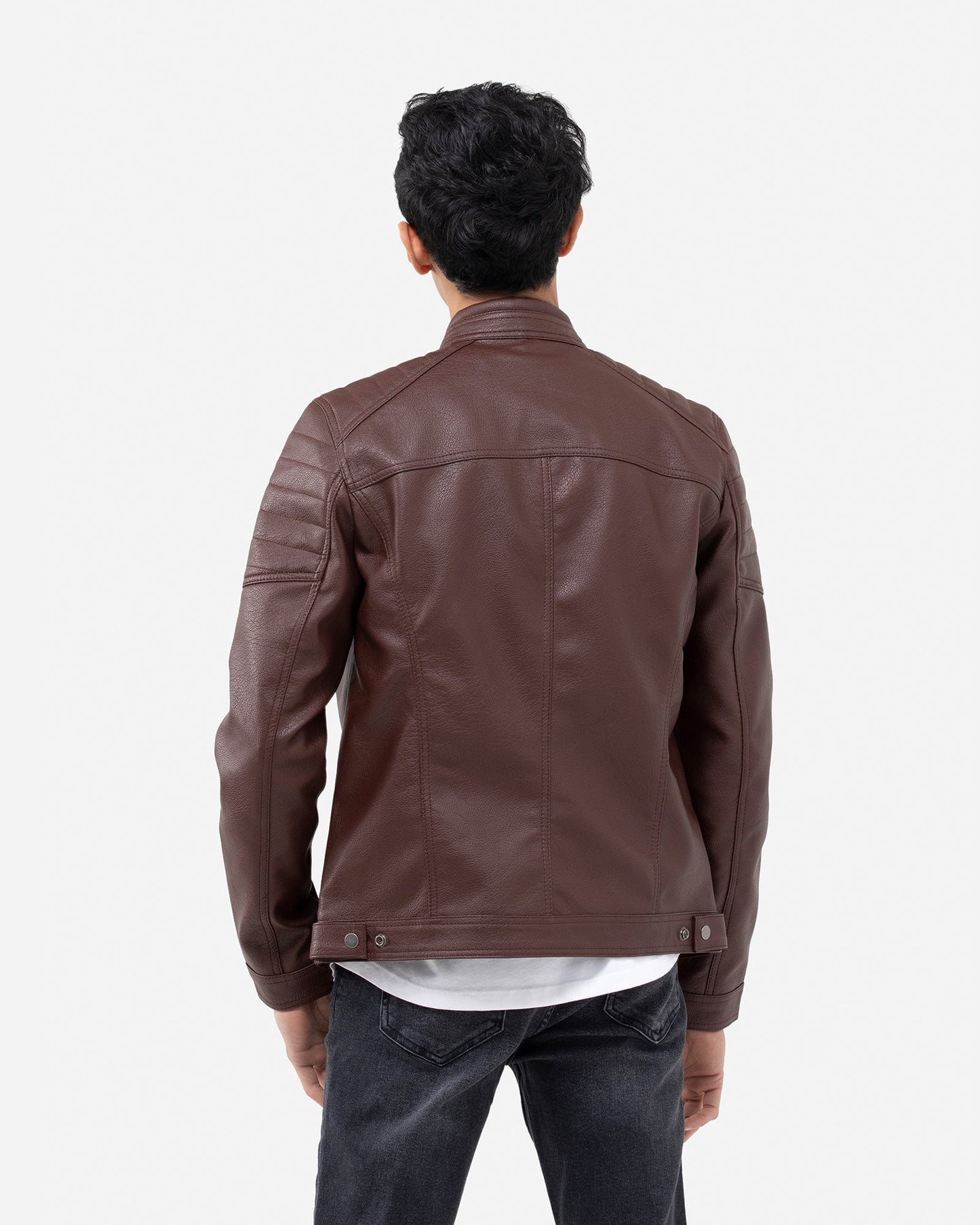 Textured Biker with Band Collar