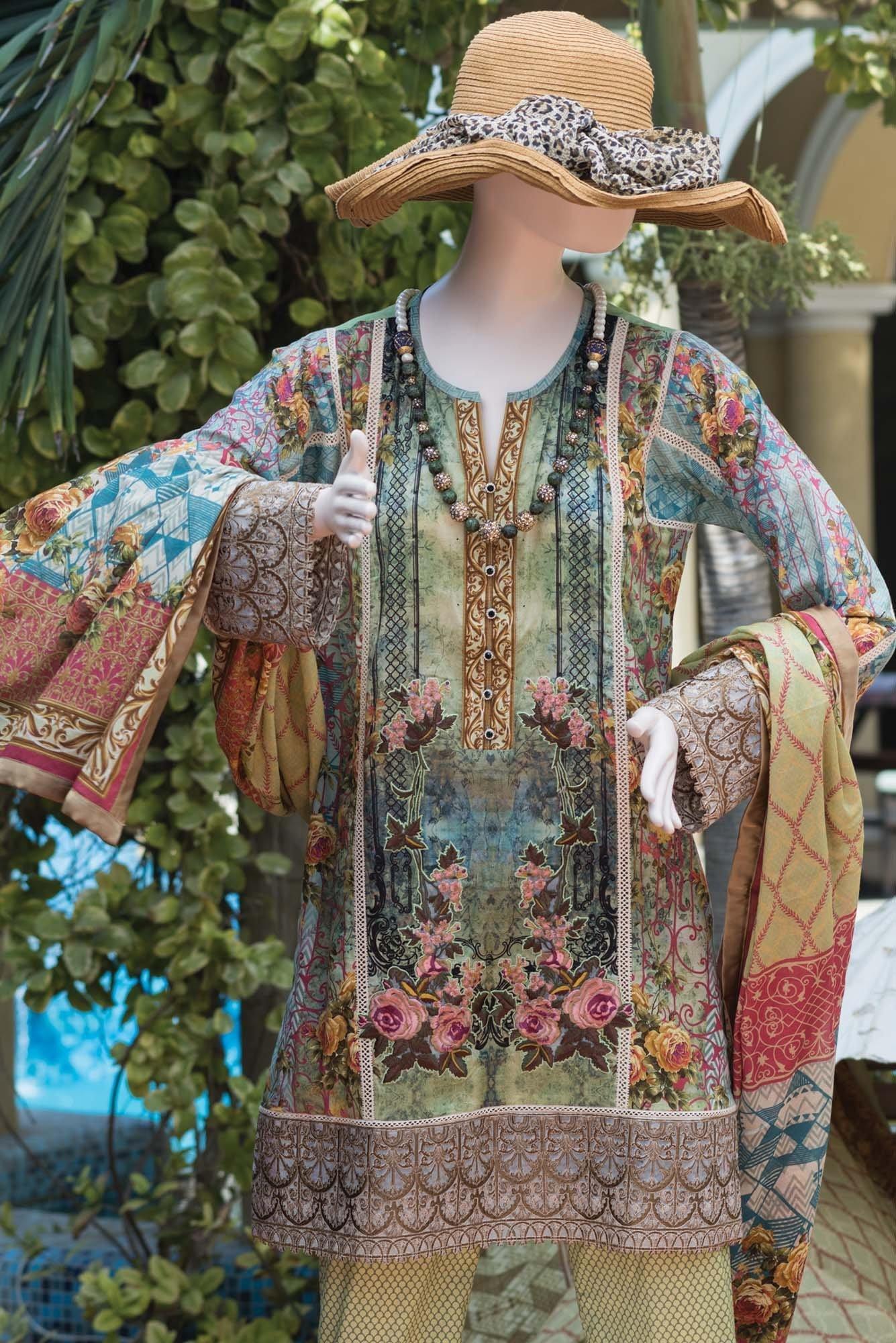 ROSE SPLENDOUR (UG-1924-SS17-01B) (SHIRT/DUPATTA) - Saya