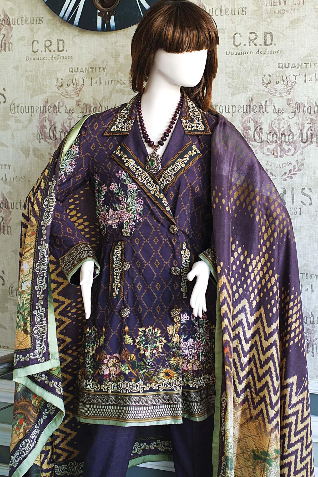 CHINESE MEADOWS (UP-1924-SS17-13B) (SHIRT/DUPATTA) - Saya