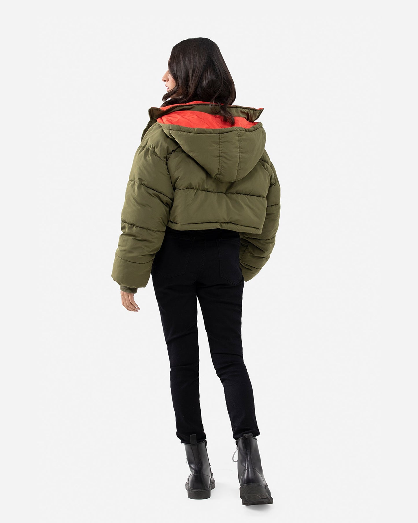 Cropped Puffer Jacket with Hood