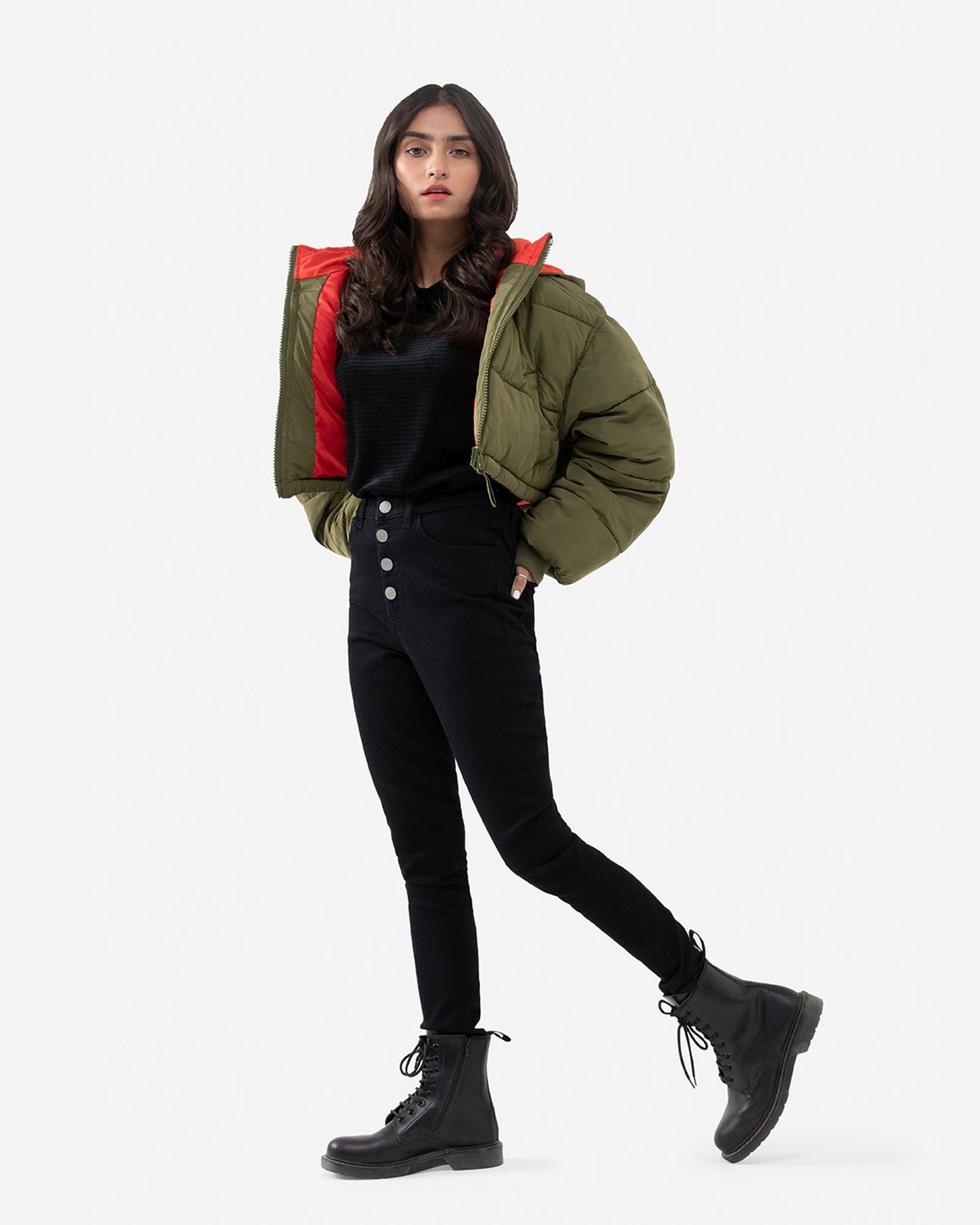 Cropped Puffer Jacket with Hood