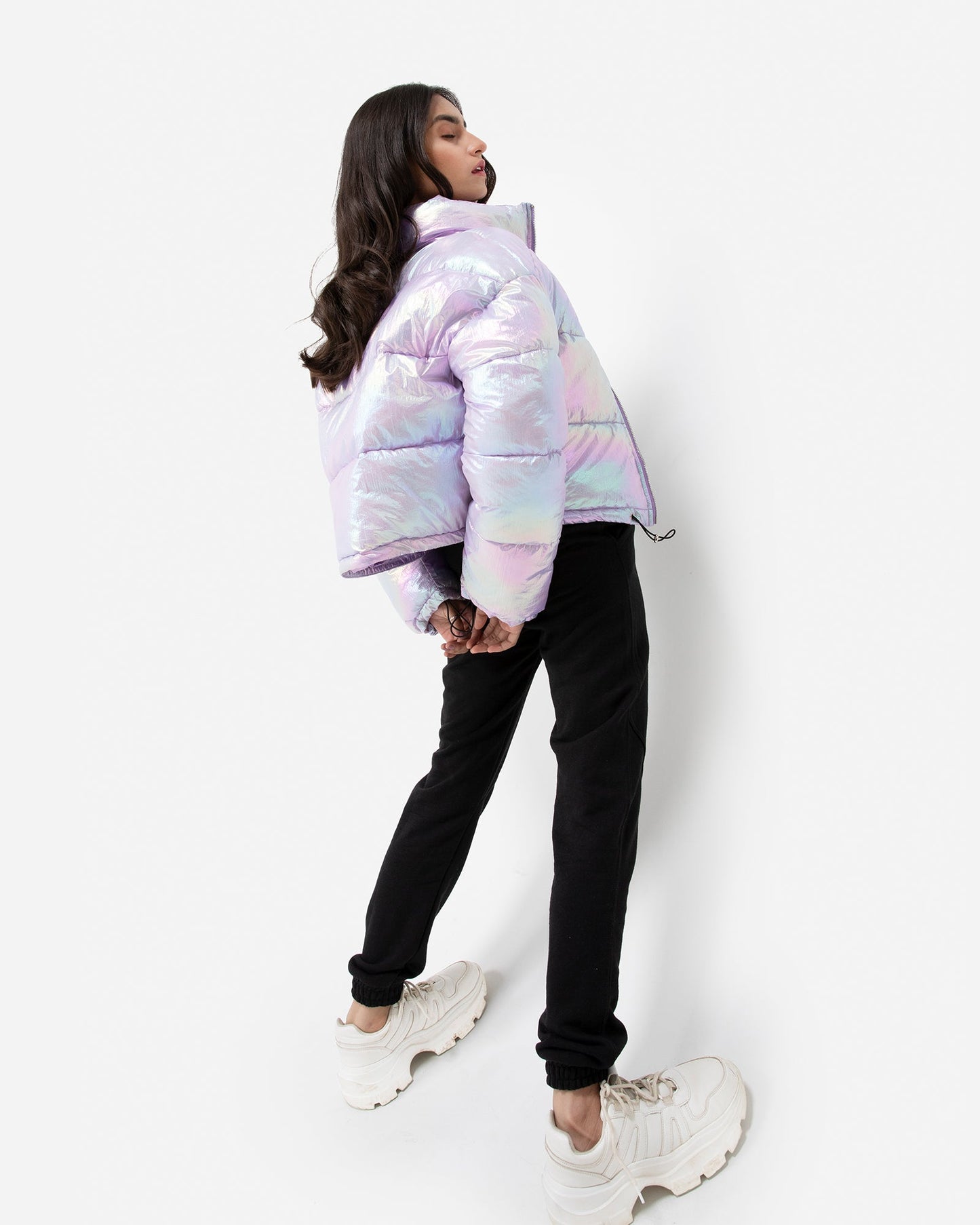 Iridescent Metallic Puffer Jacket