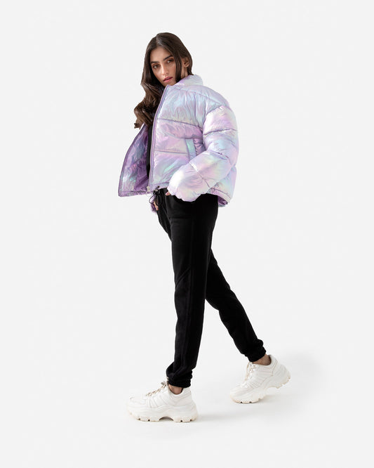 Iridescent Metallic Puffer Jacket