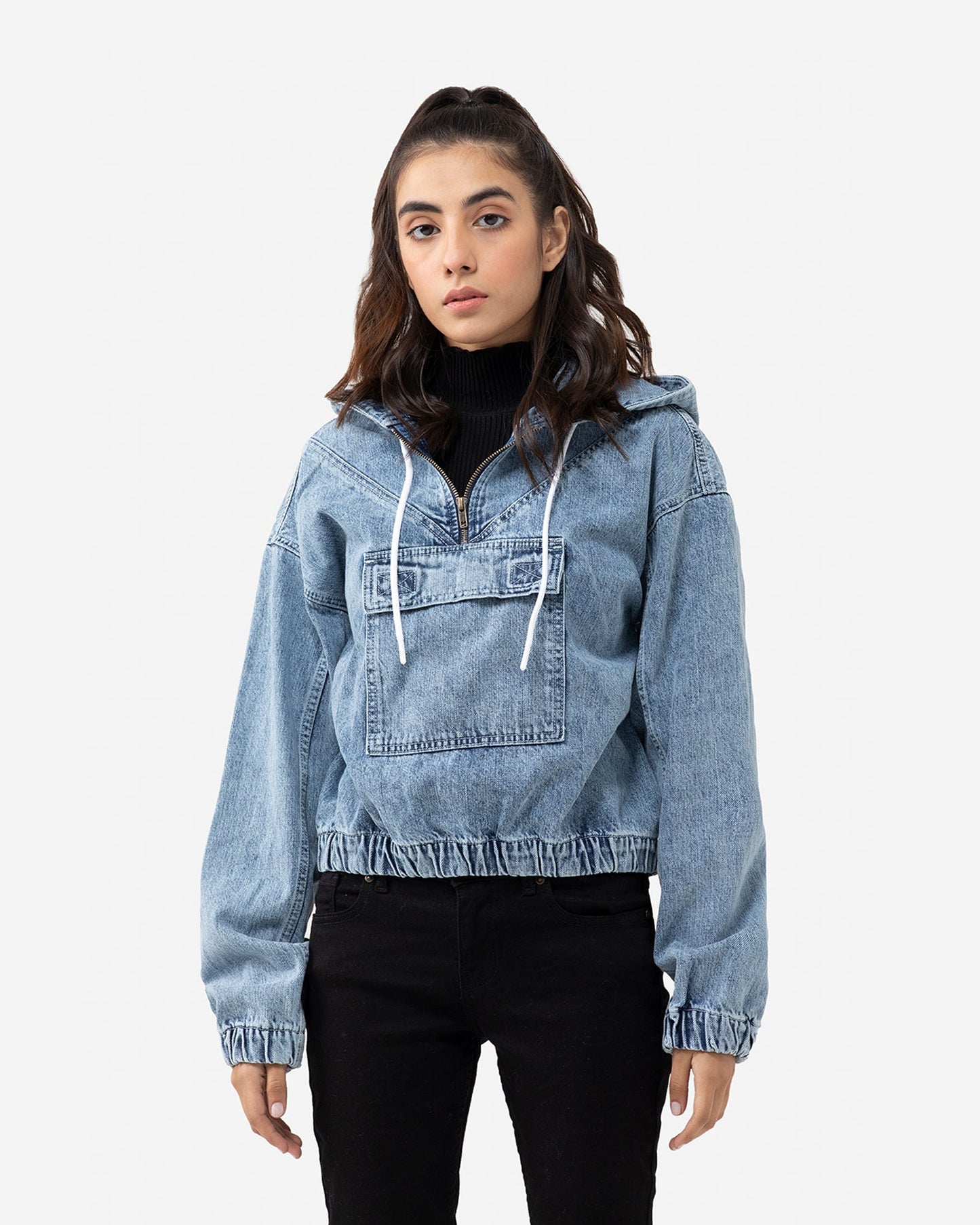Denim Pouch Pocket Pullover