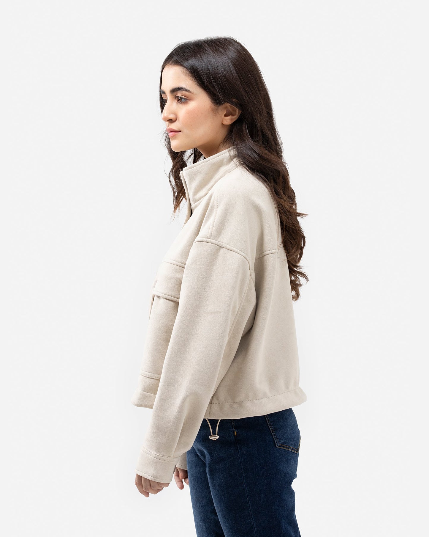 Faux Suede Cargo Jacket with Flap Pockets