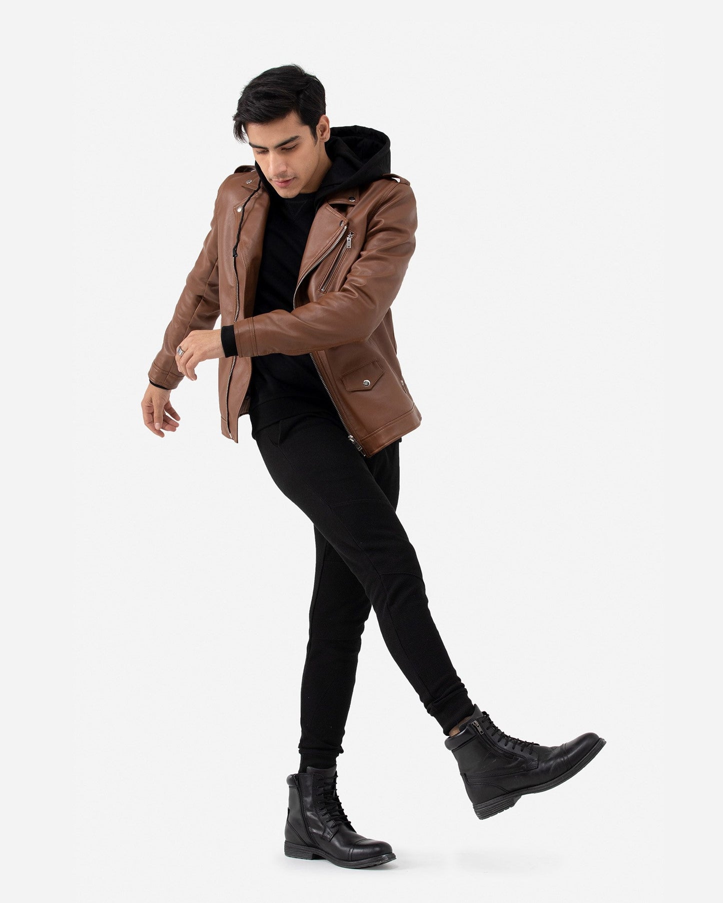 Biker Jacket with Hoodie