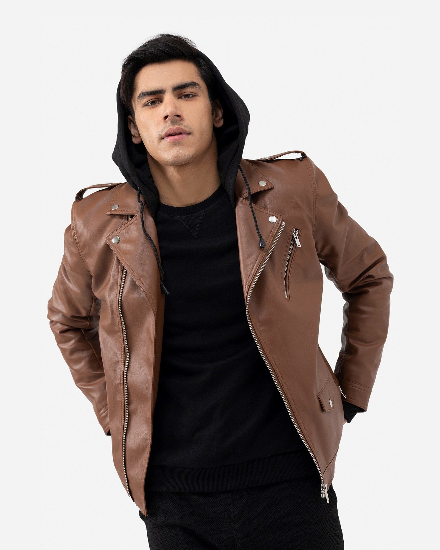 Biker Jacket with Hoodie